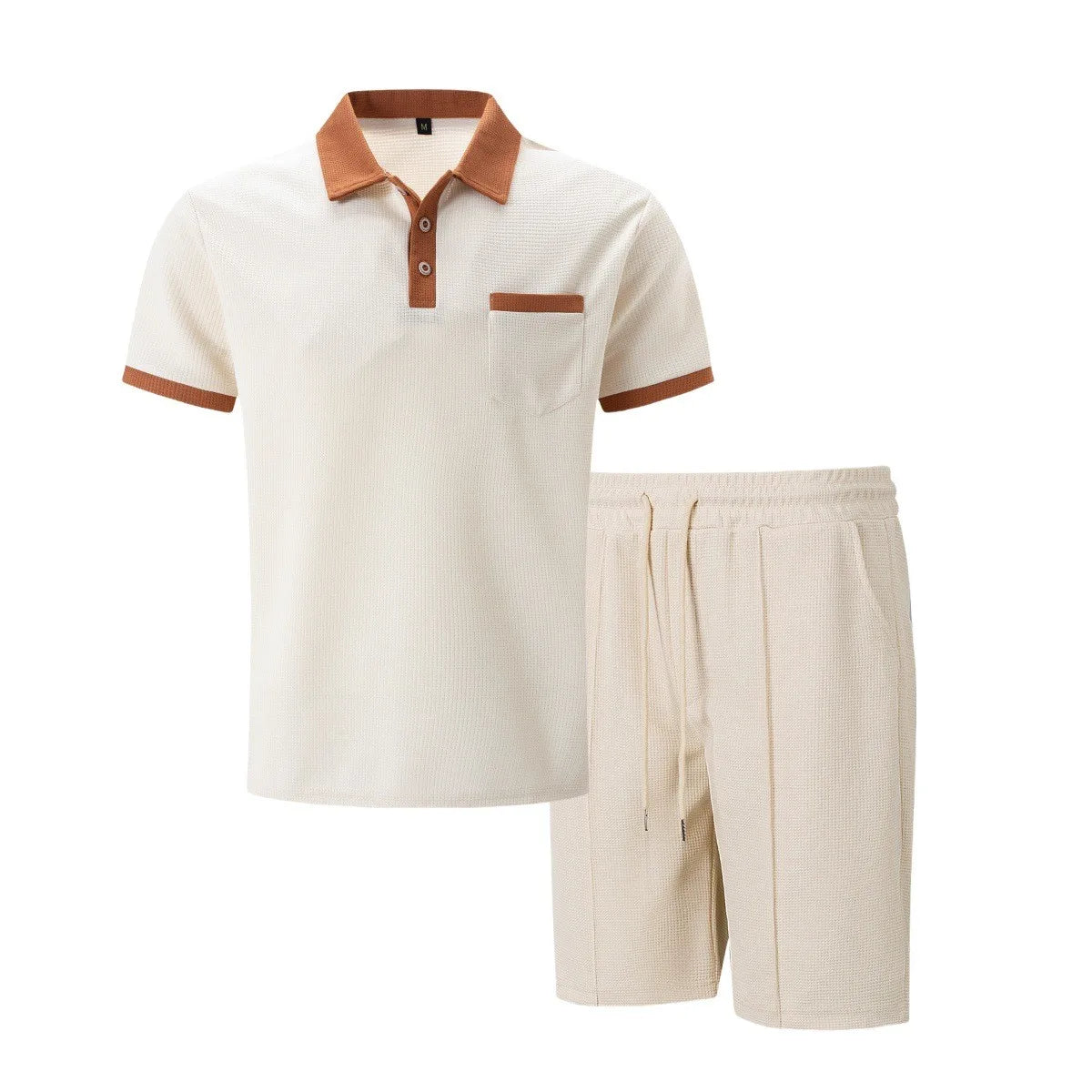 Set Uomo Estate 2025: Polo con Tasca Waffle e Pantaloncini Coordinati in Abbinamento di Colori