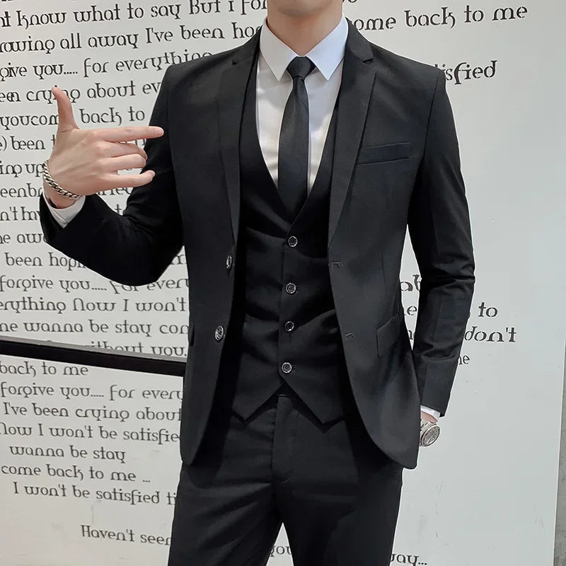Completo da Uomo (Blazer + Gilet + Pantaloni) - Eleganza da Gentiluomo per Lavoro, Matrimonio e Cerimonie