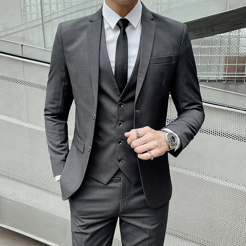 Completo da Uomo (Blazer + Gilet + Pantaloni) - Eleganza da Gentiluomo per Lavoro, Matrimonio e Cerimonie