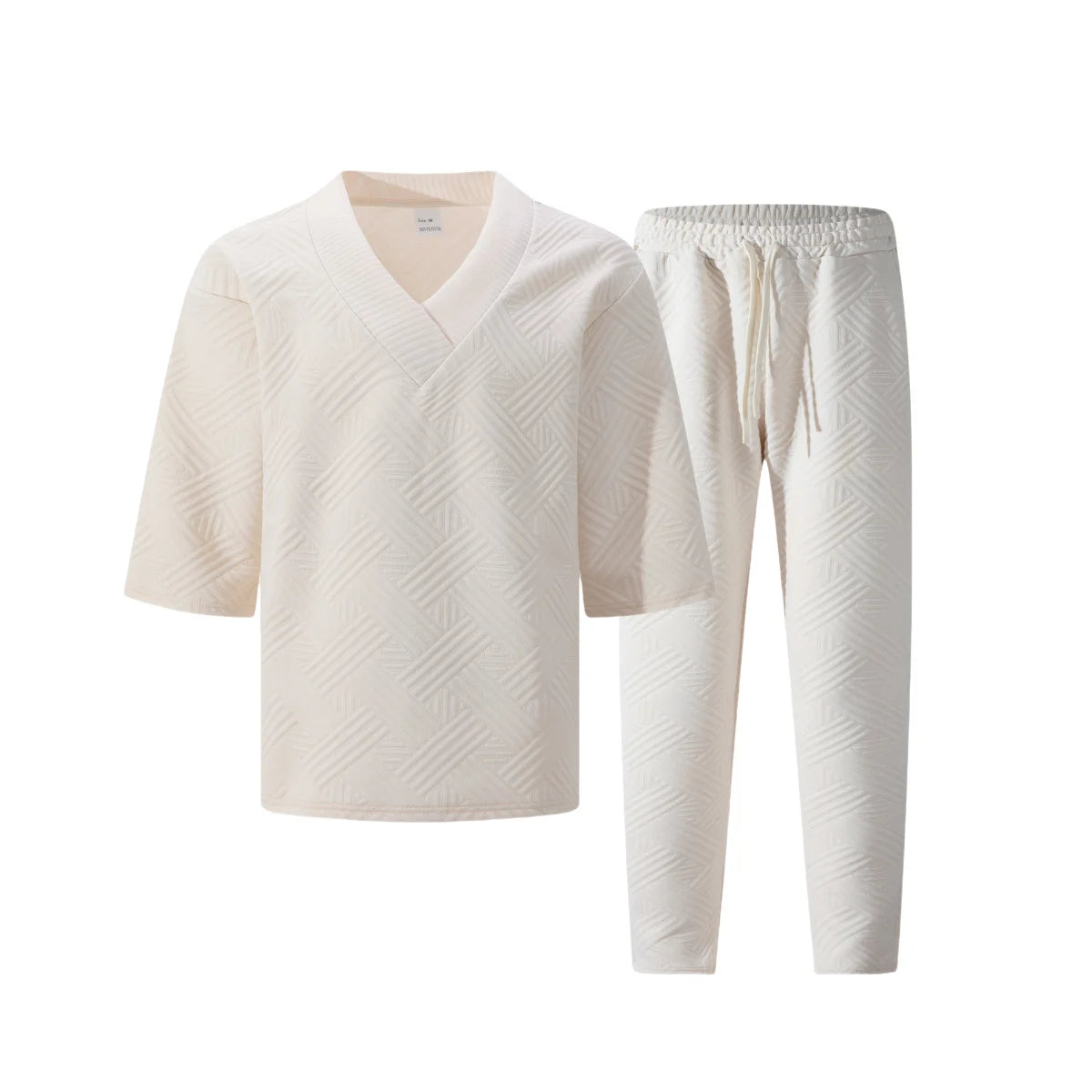 Set Uomo Primavera/Autunno 2025: Top a V e Pantaloni in Colore Unico per un Look Casual e Raffinato