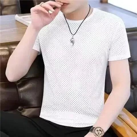 Set Polo Casual Uomo Estate: Camicia a Maniche Corte Pieghettata con Colletto a Polo e Pantaloni Leggeri