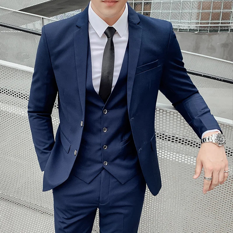 Completo da Uomo (Blazer + Gilet + Pantaloni) - Eleganza da Gentiluomo per Lavoro, Matrimonio e Cerimonie