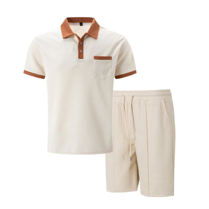 Set Uomo Estate 2025: Polo con Tasca Waffle e Pantaloncini Coordinati in Abbinamento di Colori