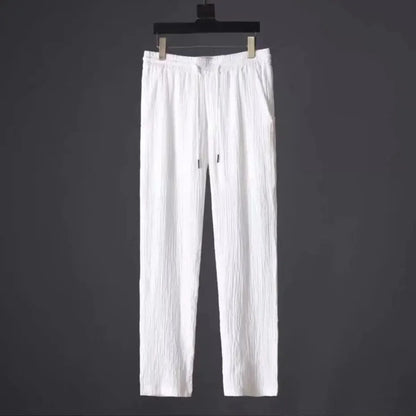 Set Polo Casual Uomo Estate: Camicia a Maniche Corte Pieghettata con Colletto a Polo e Pantaloni Leggeri