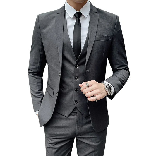 Completo da Uomo (Blazer + Gilet + Pantaloni) - Eleganza da Gentiluomo per Lavoro, Matrimonio e Cerimonie