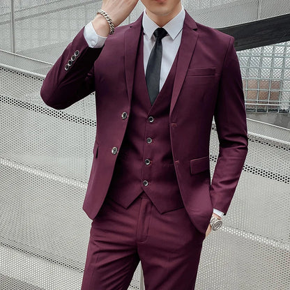 Completo da Uomo (Blazer + Gilet + Pantaloni) - Eleganza da Gentiluomo per Lavoro, Matrimonio e Cerimonie